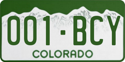 CO license plate 001BCY