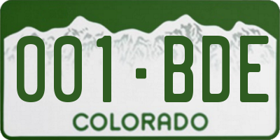 CO license plate 001BDE