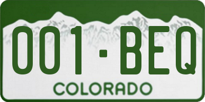 CO license plate 001BEQ
