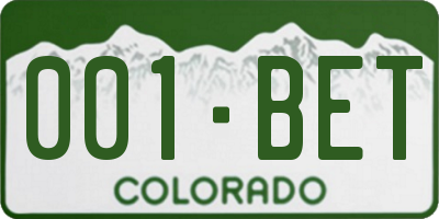 CO license plate 001BET