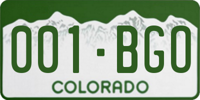 CO license plate 001BGO