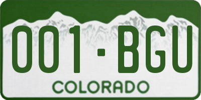CO license plate 001BGU