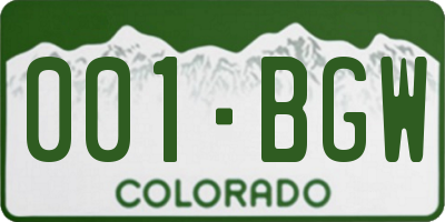 CO license plate 001BGW