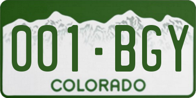 CO license plate 001BGY