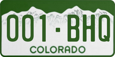 CO license plate 001BHQ