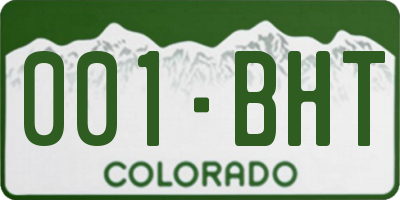 CO license plate 001BHT