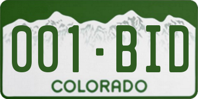 CO license plate 001BID