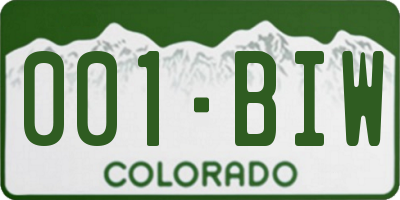 CO license plate 001BIW