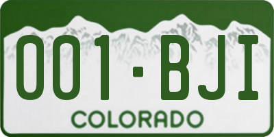 CO license plate 001BJI