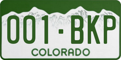 CO license plate 001BKP