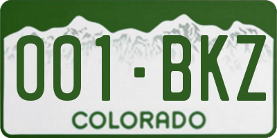CO license plate 001BKZ