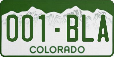 CO license plate 001BLA