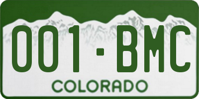 CO license plate 001BMC