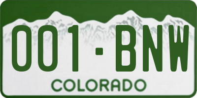 CO license plate 001BNW