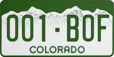 CO license plate 001BOF