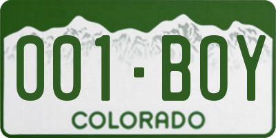 CO license plate 001BOY
