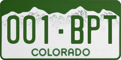 CO license plate 001BPT