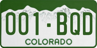 CO license plate 001BQD