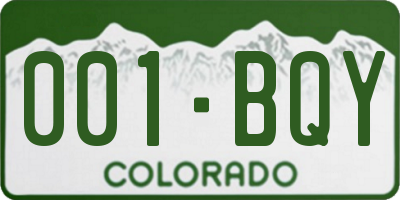 CO license plate 001BQY