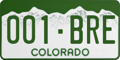 CO license plate 001BRE