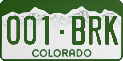 CO license plate 001BRK