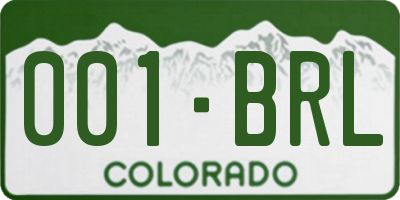 CO license plate 001BRL