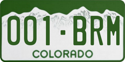 CO license plate 001BRM