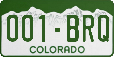 CO license plate 001BRQ