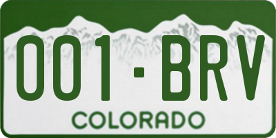 CO license plate 001BRV