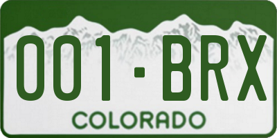 CO license plate 001BRX