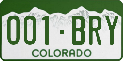 CO license plate 001BRY