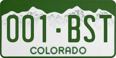 CO license plate 001BST