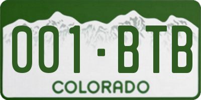 CO license plate 001BTB