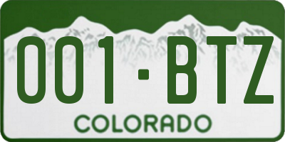 CO license plate 001BTZ