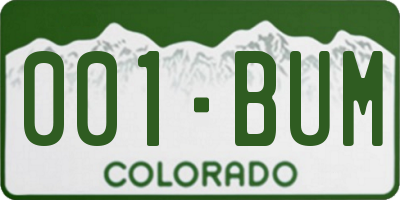 CO license plate 001BUM