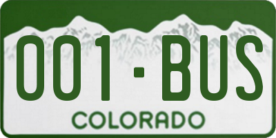 CO license plate 001BUS