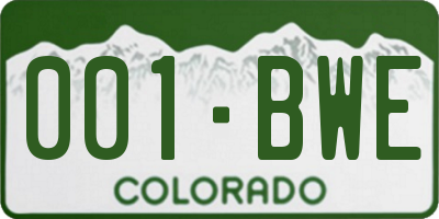 CO license plate 001BWE
