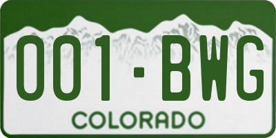 CO license plate 001BWG