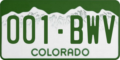 CO license plate 001BWV