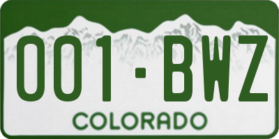 CO license plate 001BWZ