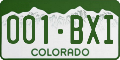 CO license plate 001BXI