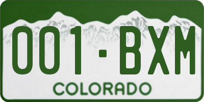 CO license plate 001BXM