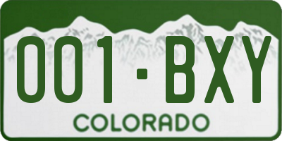 CO license plate 001BXY