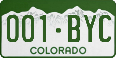 CO license plate 001BYC