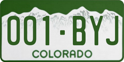 CO license plate 001BYJ