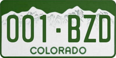 CO license plate 001BZD