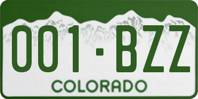 CO license plate 001BZZ