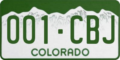 CO license plate 001CBJ