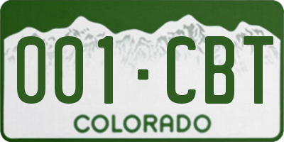 CO license plate 001CBT