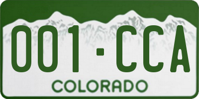 CO license plate 001CCA